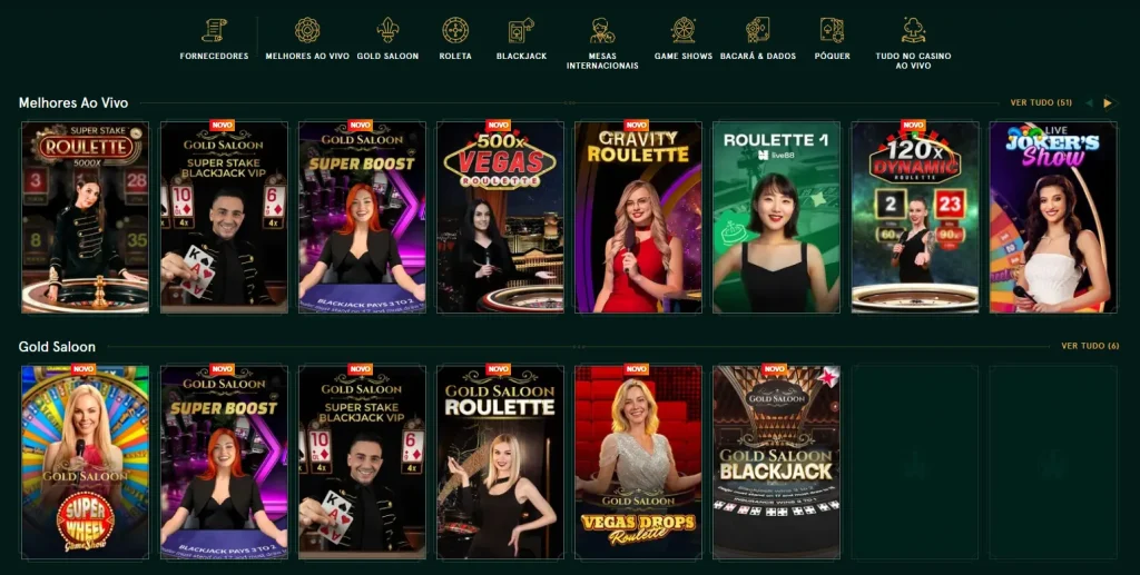 Casino ao vivo no Casinia